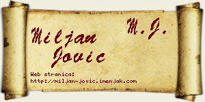 Miljan Jović vizit kartica